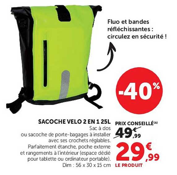 SACOCHE VELO 2 EN 1 25L