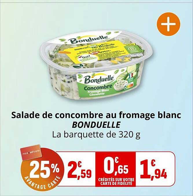 Salade de concombre au fromage blanc BONDUELLE La barquette de 320 g
