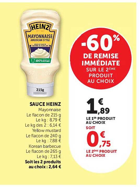 SAUCE HEINZ Mayonnaise Le flacon de 215 g