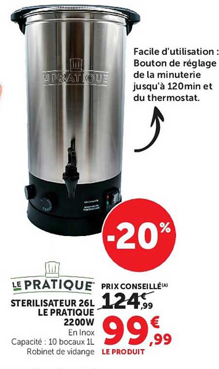 STERILISATEUR 26L LE PRATIQUE 2200W