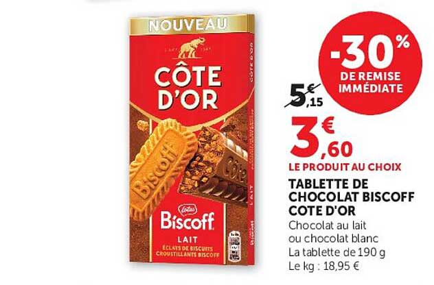 TABLETTE DE CHOCOLAT BISCOFF COTE D'OR