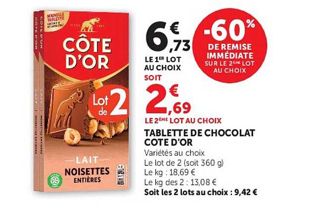 TABLETTE DE CHOCOLAT COTE D'OR