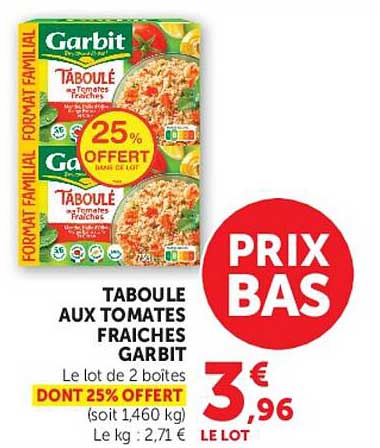 TABOULE AUX TOMATES FRAICHES GARBIT