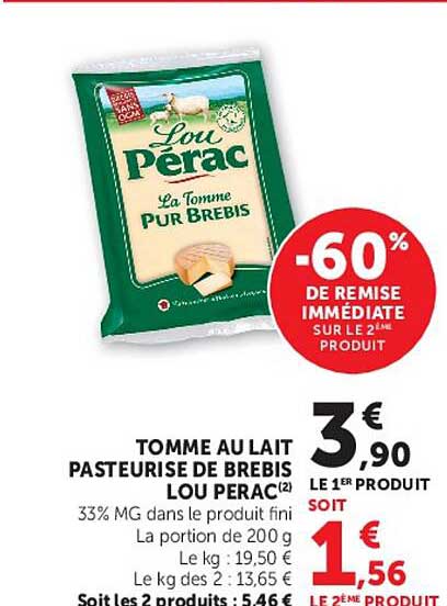 TOMME AU LAIT PASTEURISE DE BREBIS LOU PERAC