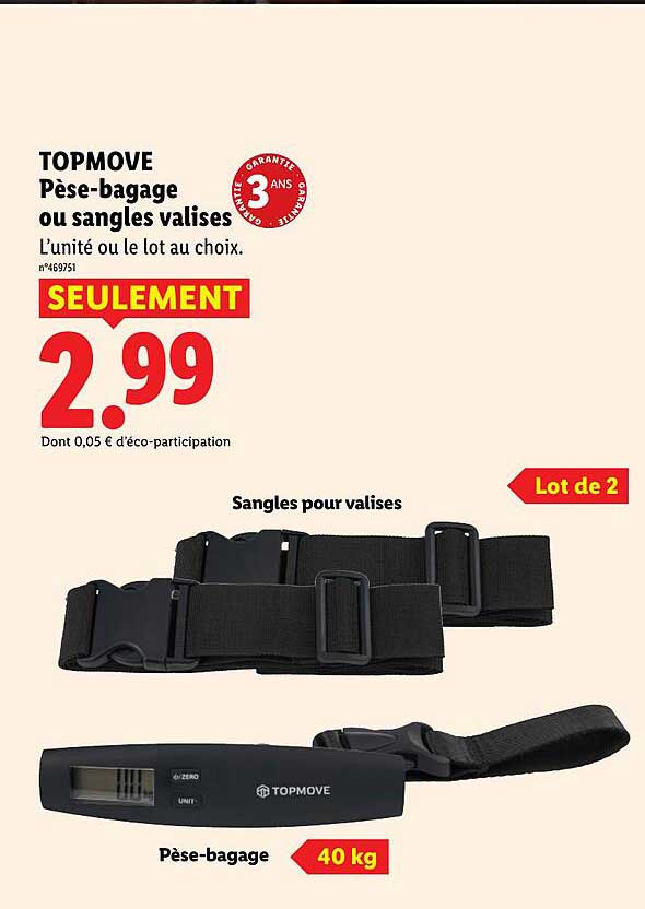 TOPMOVE Pèse-bagage ou sangles valises