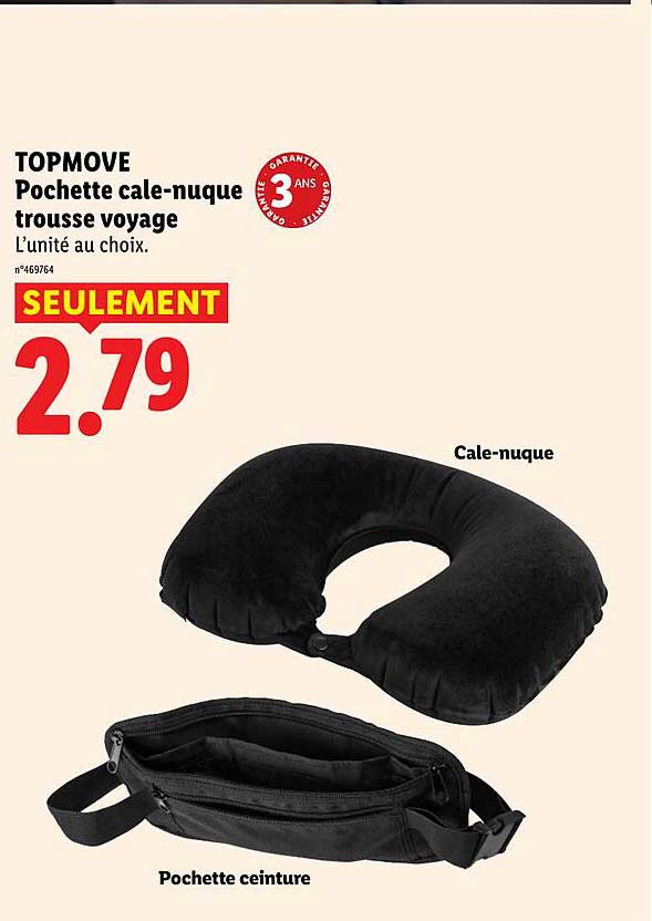 TOPMOVE Pochette cale-nuque trousse voyage L’unité au choix.