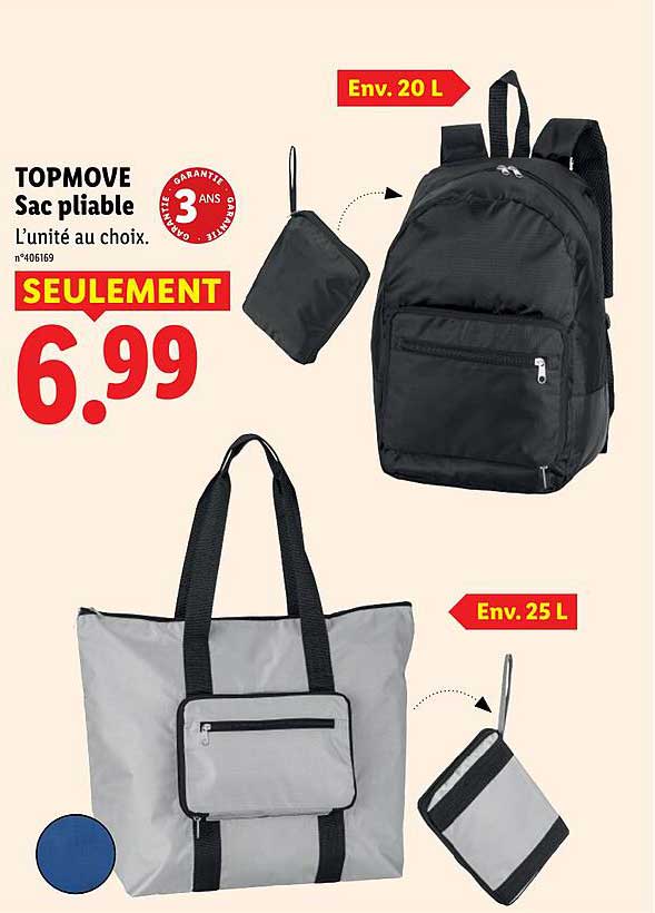 TOPMOVE Sac pliable L’unité au choix.