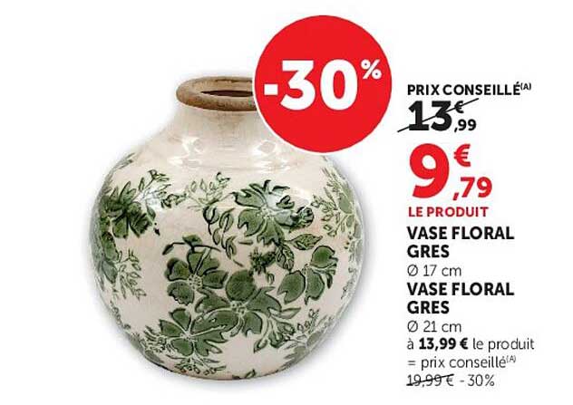 VASE FLORAL GRES