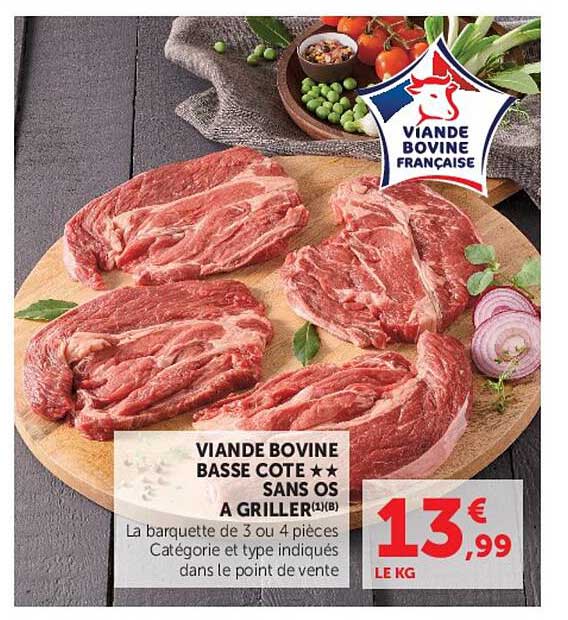 VIANDE BOVINE BASSE COTE ** SANS OS A GRILLER 1(IB)