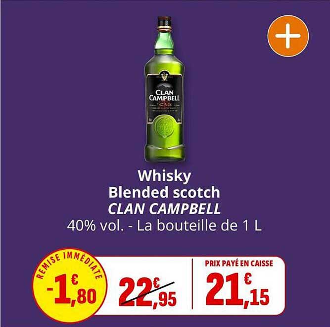 Whisky Blended scotch CLAN CAMPBELL 40% vol. - La bouteille de 1 L