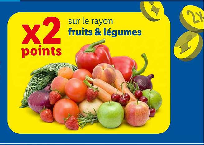 X2 points sur le rayon fruits & légumes