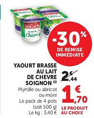 YAOURT BRASSE AU LAIT DE CHEVRE SOIGNON