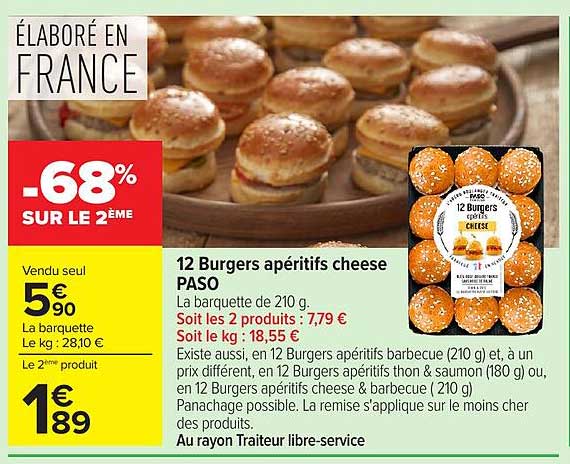 12 Burgers apéritifs cheese PASO