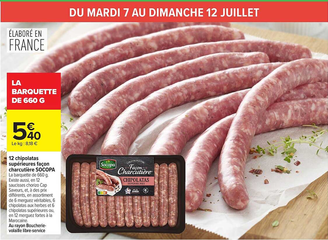 12 chipolatas supérieures façon charcutière SOCOPA