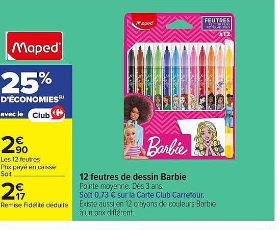 12 feutres de dessin Barbie