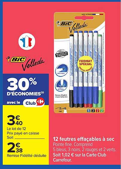 12 feutres effaçables à sec