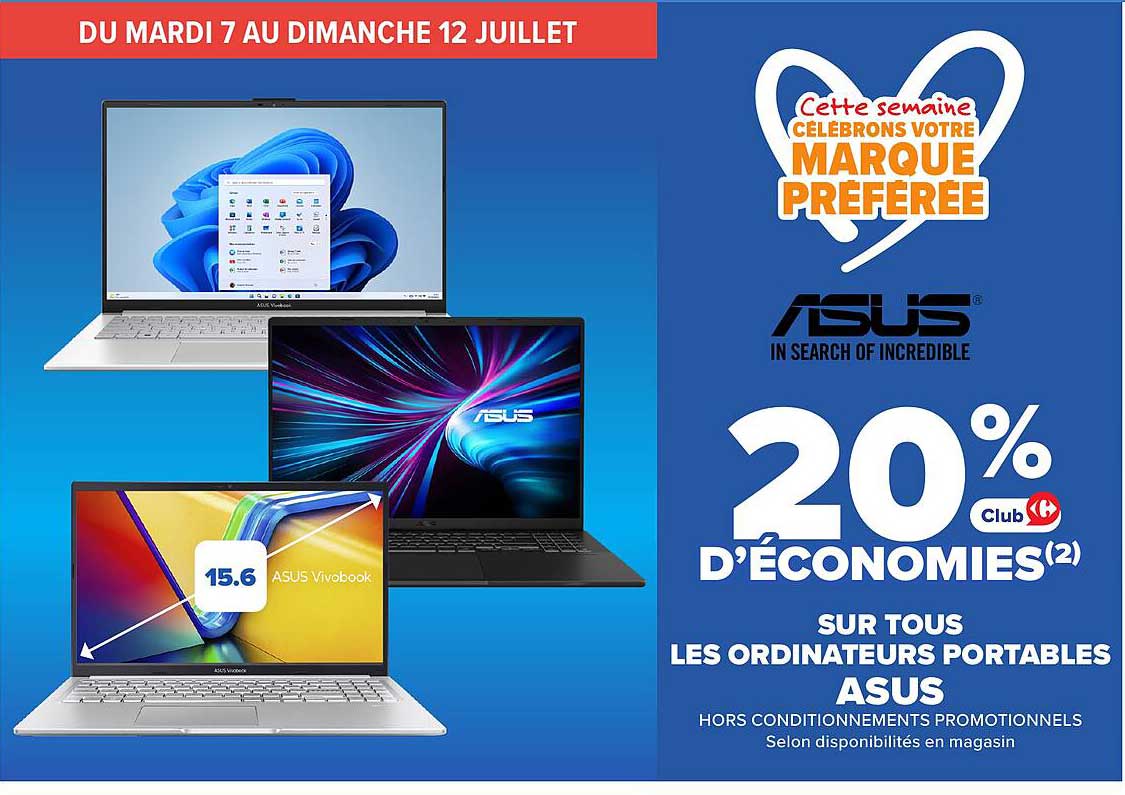 20% D'ÉCONOMIES(2) SUR TOUS LES ORDINATEURS PORTABLES ASUS