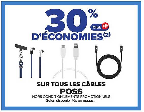 30% d’ÉCONOMIES(2) Club Carrefour SUR TOUS LES CÂBLES POSS