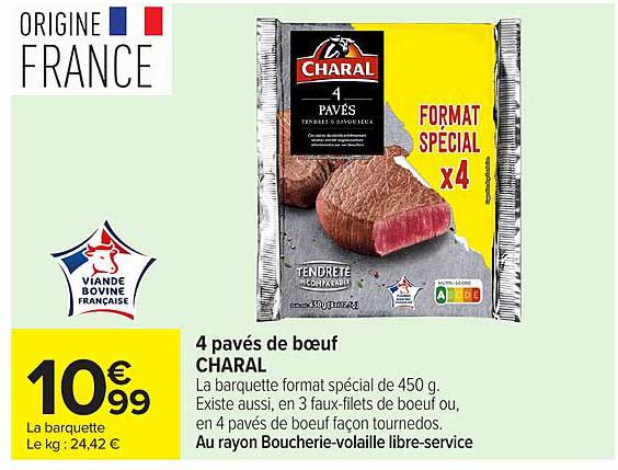 4 pavés de boeuf CHARAL