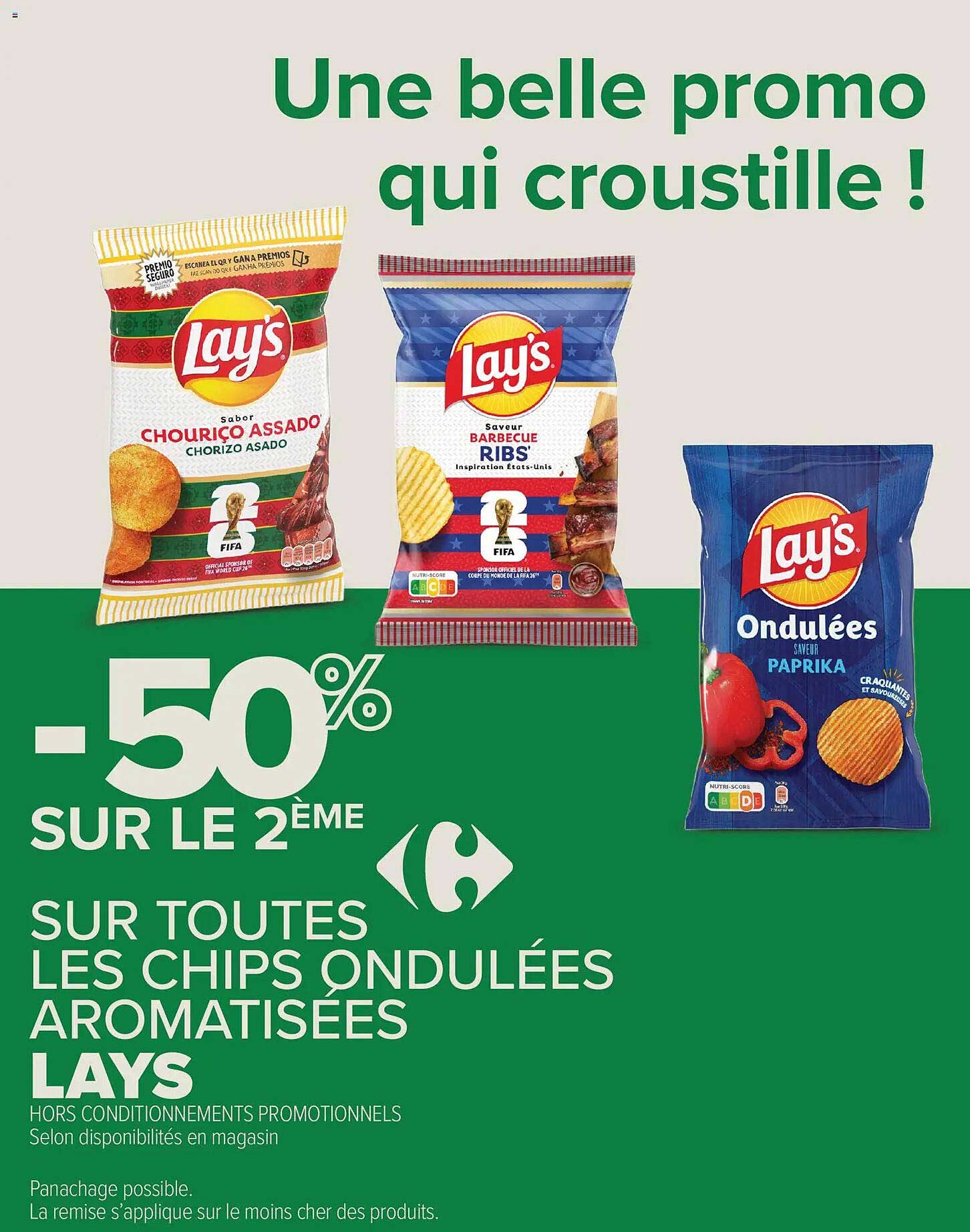 -50% SUR LE 2ÈME SUR TOUTES LES CHIPS ONDULÉES AROMATISÉES LAYS