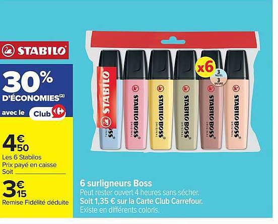 6 surligneurs Boss