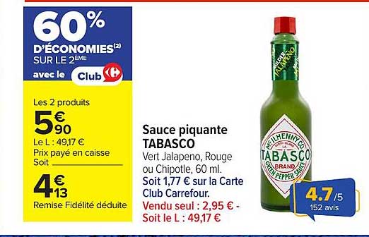60% D'ÉCONOMIES SUR LE 2ÈME avec le Club Carrefour