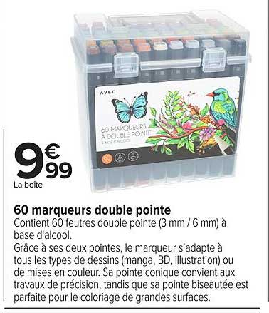 60 marqueurs double pointe