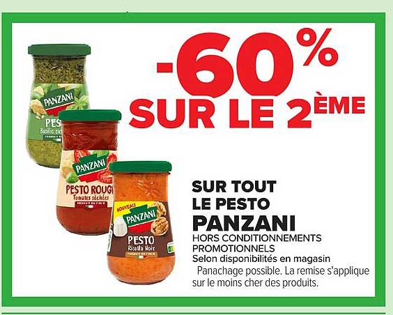 -60% SUR LE 2ÈME SUR TOUT LE PESTO PANZANI