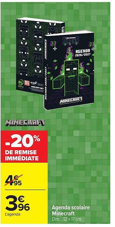 Agenda scolaire Minecraft