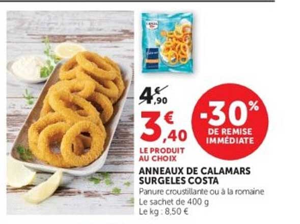 ANNEAUX DE CALAMARS SURGELÉS COSTA