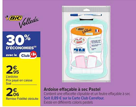 Ardoise effaçable à sec Pastel