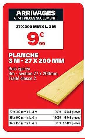 ARRIVAGES 6 741 PIÈCES SEULEMENT ! 27 X 200 MM X L. 3 M