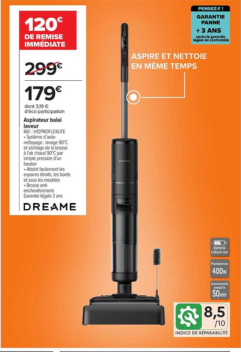 Aspirateur balai laveur