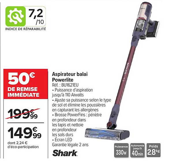 Aspirateur balai Powerlite