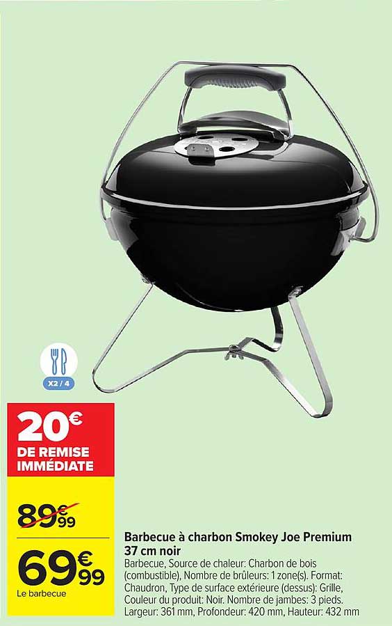 Barbecue à charbon Smokey Joe Premium 37 cm noir