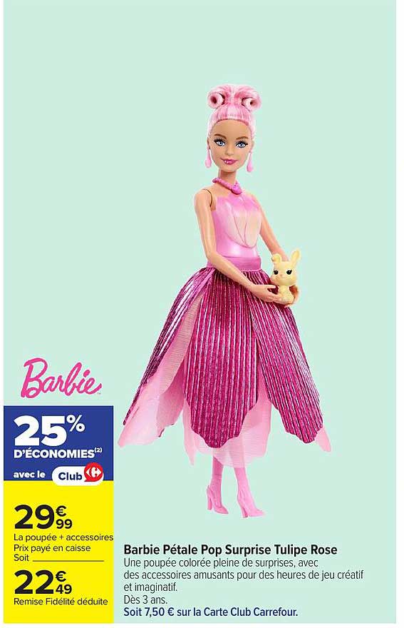 Barbie Pétale Pop Surprise Tulipe Rose