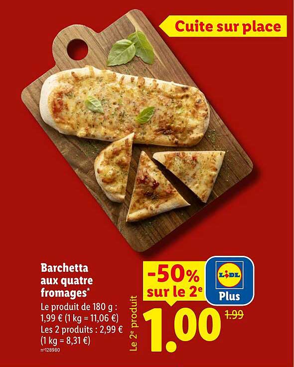 Barchetta aux quatre fromages*