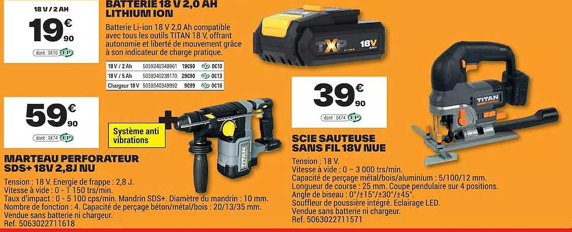 BATTERIE 18 V 2,0 Ah LITHIUM ION