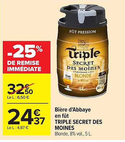 Bière d'Abbaye en fût TRIPLE SECRET DES MOINES