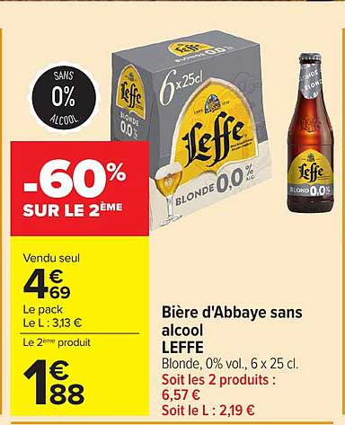 Bière d'Abbaye sans alcool LEFFE