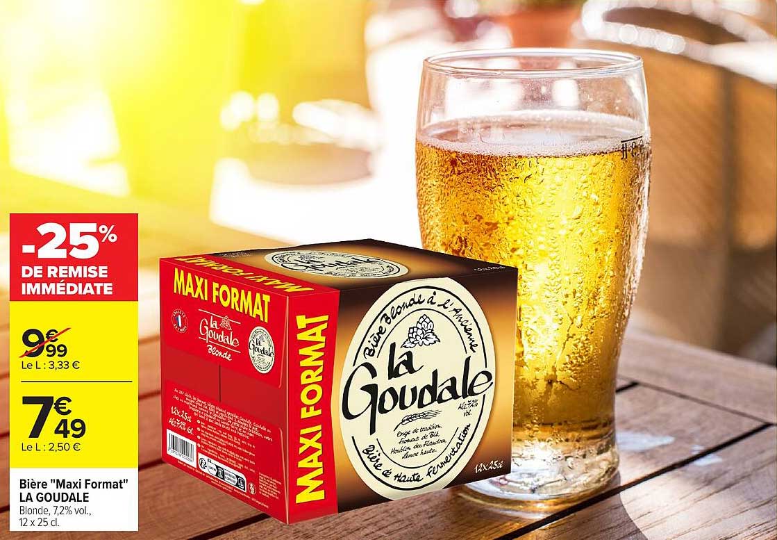 Bière “Maxi Format” LA GOUDALE Blonde, 7,2% vol., 12 x 25 cl.