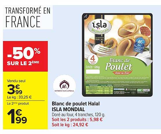 Blanc de poulet Halal ISLA MONDIAL