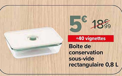 Boîte de conservation sous-vide rectangulaire 0,8 L