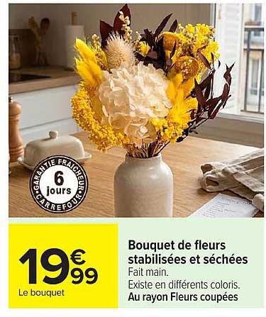 Bouquet de fleurs stabilisées et séchées