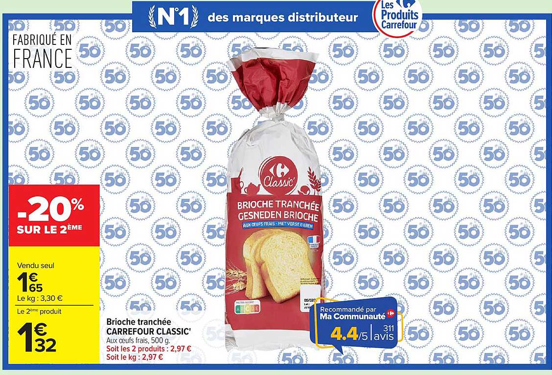Brioche tranchée CARREFOUR CLASSIC'