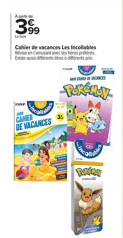 Cahier de vacances Les Incollables