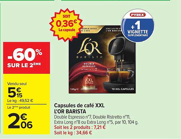 Capsules de café XXL L'OR BARISTA