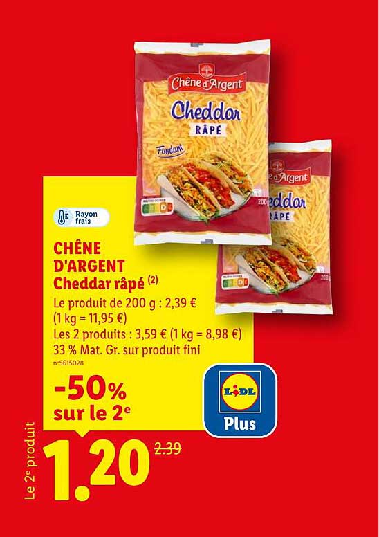 CHÈNE D'ARGENT Cheddar râpé