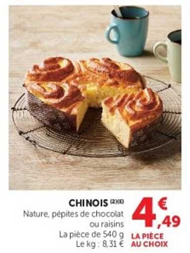 CHINOIS (2)(E) Nature, pépites de chocolat ou raisins