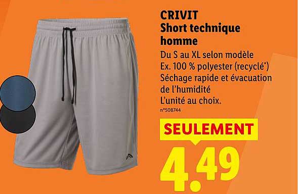 CRIVIT Short technique homme